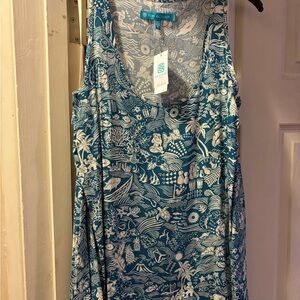 NWT Disney Tori Richard Blue and White Wave Tank